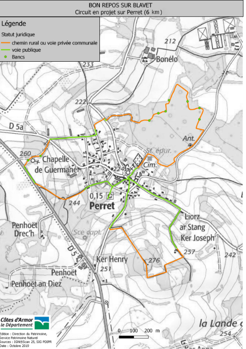 carte du circuit Autour de Penreth, Perret, Bon Repos sur Blavet