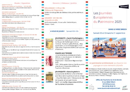 Les Journées du Patrimoine en Kreiz Breizh